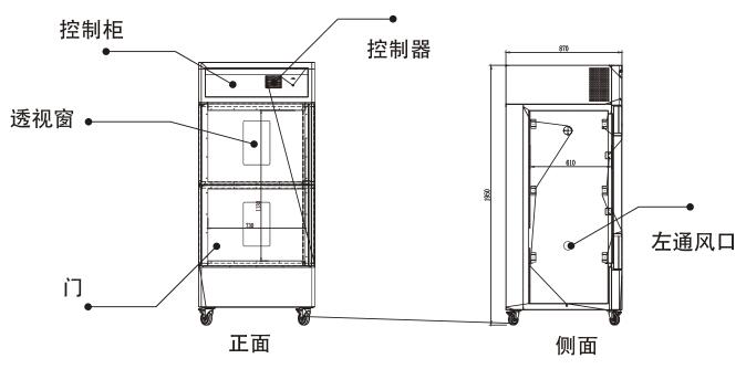 PGC-500-2HC植物生長箱結(jié)構(gòu)圖